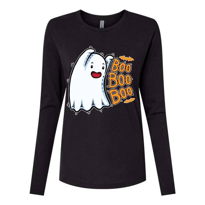 Boo Ghost Halloween Cute Womens Cotton Relaxed Long Sleeve T-Shirt