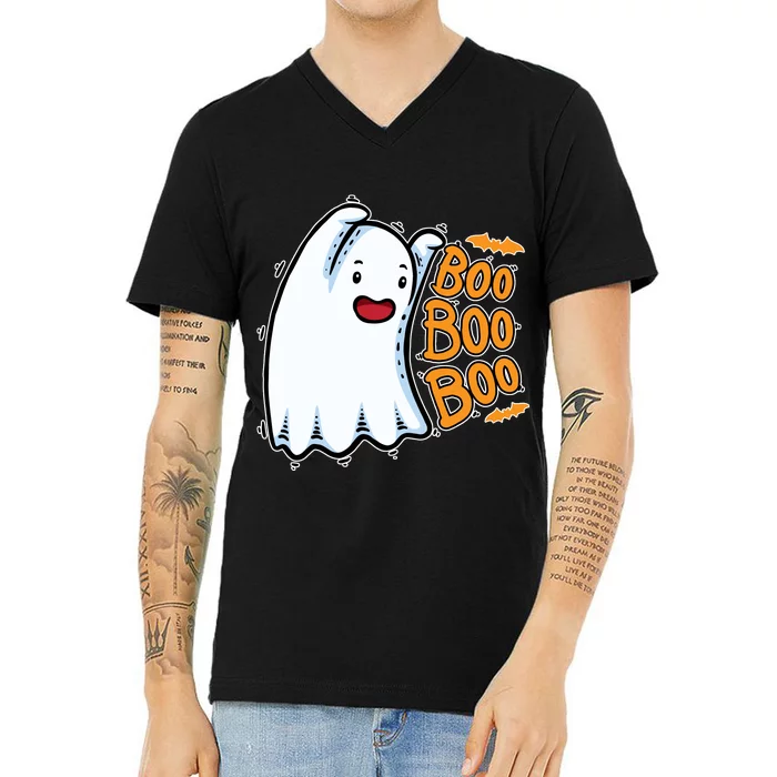 Boo Ghost Halloween Cute V-Neck T-Shirt