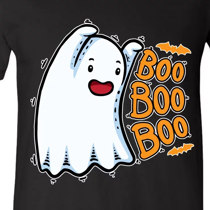 Boo Ghost Halloween Cute V-Neck T-Shirt