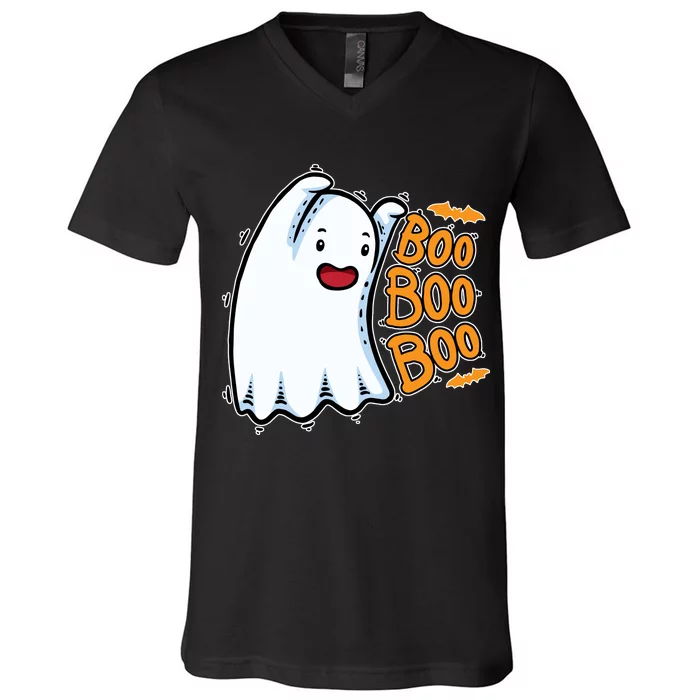 Boo Ghost Halloween Cute V-Neck T-Shirt