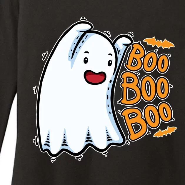 Boo Ghost Halloween Cute Womens CVC Long Sleeve Shirt