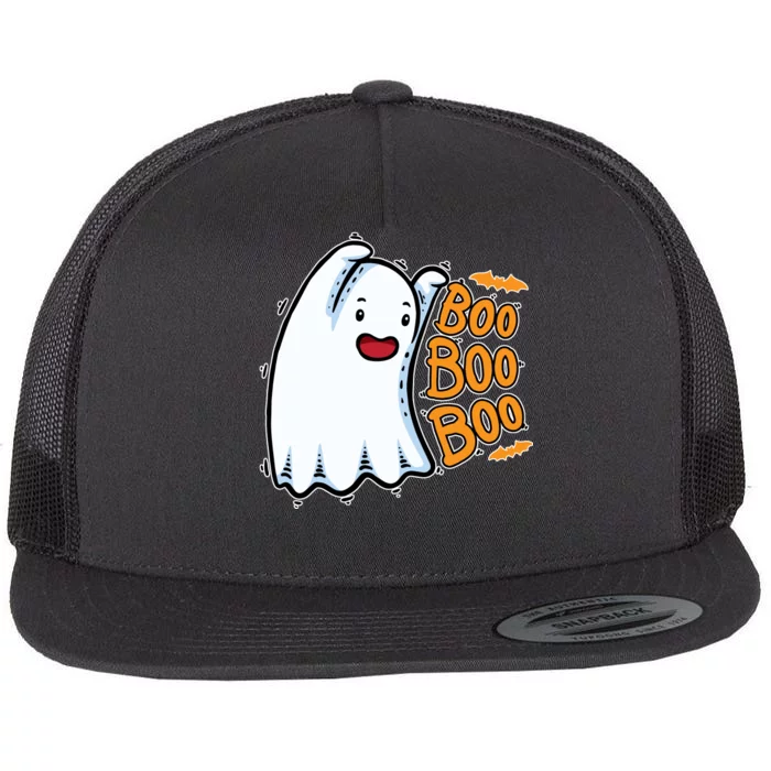 Boo Ghost Halloween Cute Flat Bill Trucker Hat