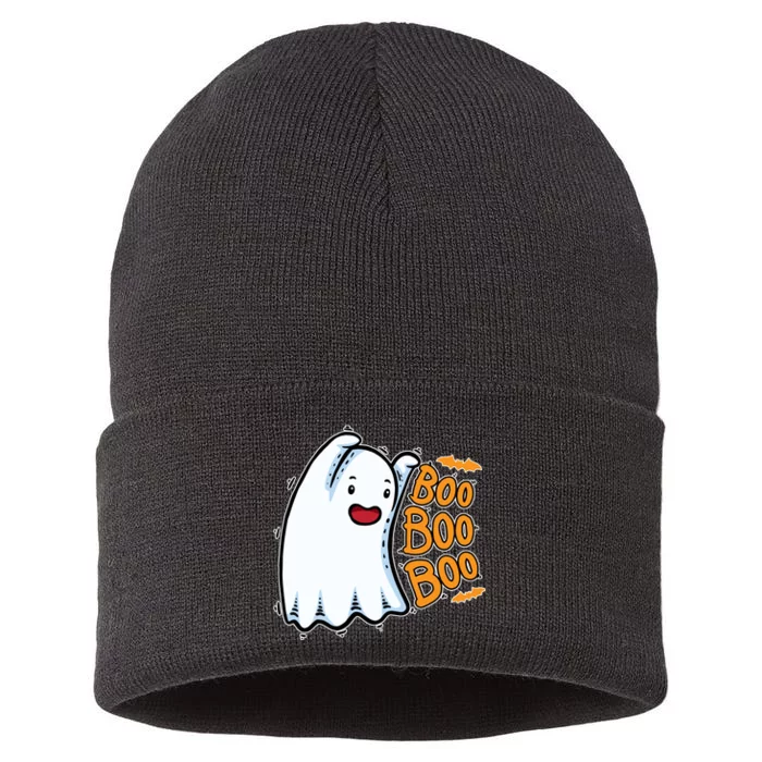 Boo Ghost Halloween Cute Sustainable Knit Beanie