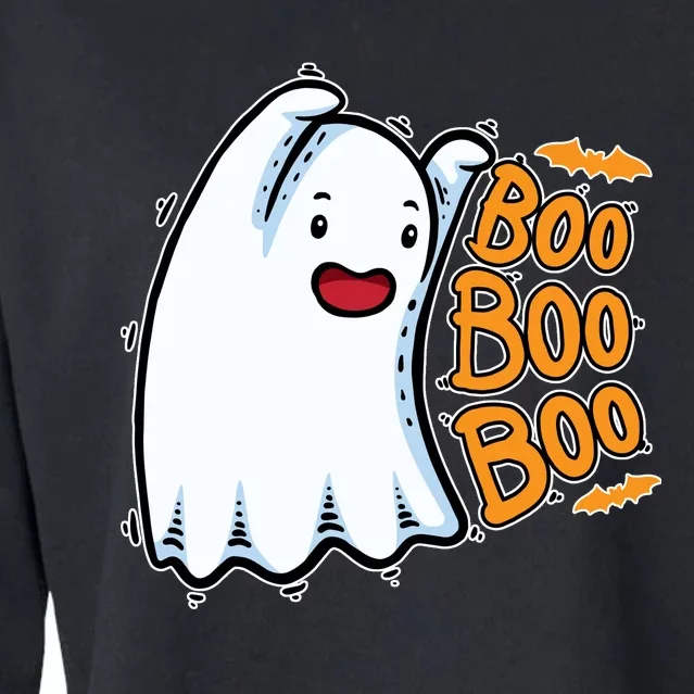 Boo Ghost Halloween Cute Cropped Pullover Crew