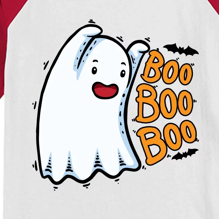 Boo Ghost Halloween Cute Kids Colorblock Raglan Jersey