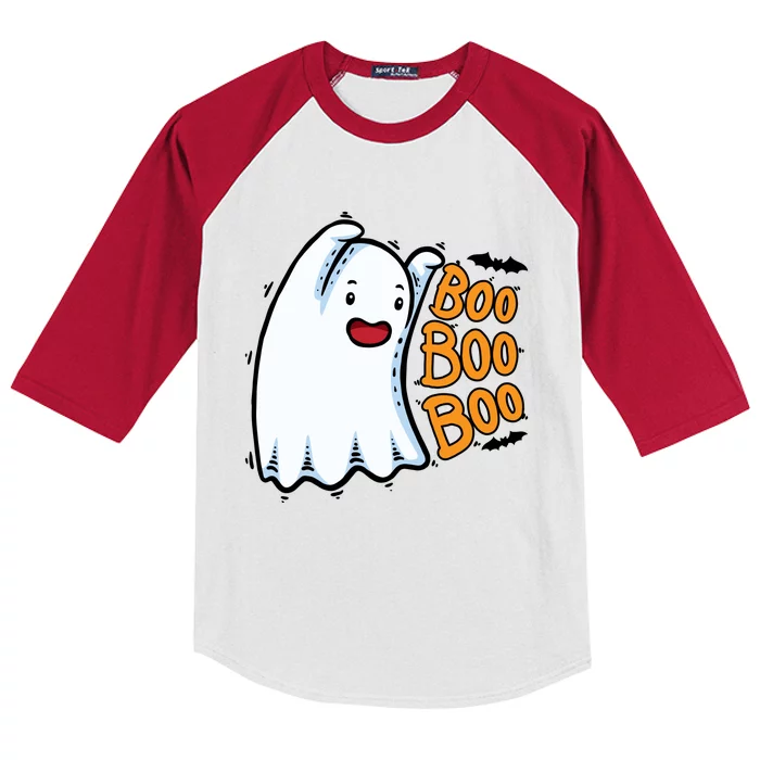 Boo Ghost Halloween Cute Kids Colorblock Raglan Jersey