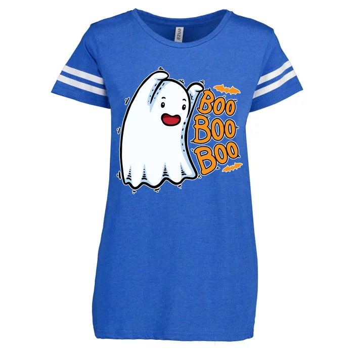 Boo Ghost Halloween Cute Enza Ladies Jersey Football T-Shirt