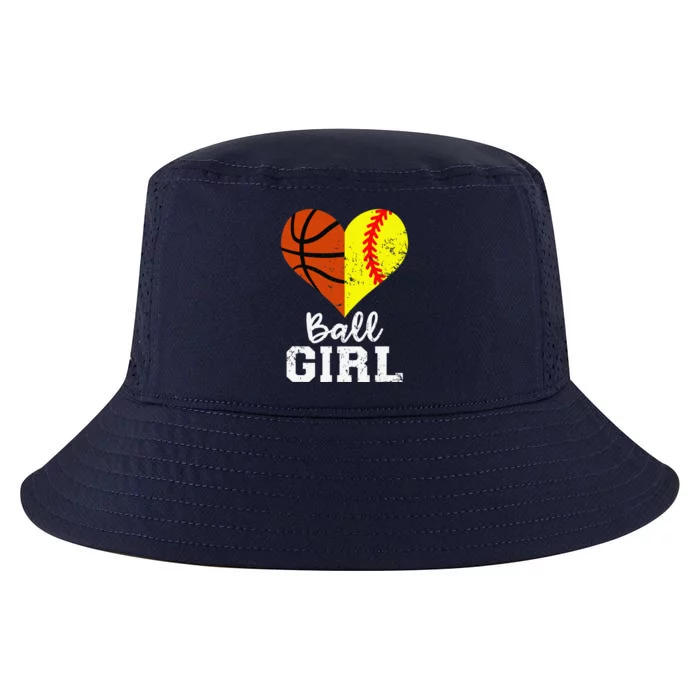 Ball Girl Heart Funny Softball Basketball Girl Cool Comfort Performance Bucket Hat