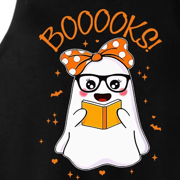 Booooks Ghost Halloween Teacher Book Library Reading Ladies Tri-Blend Wicking Tank