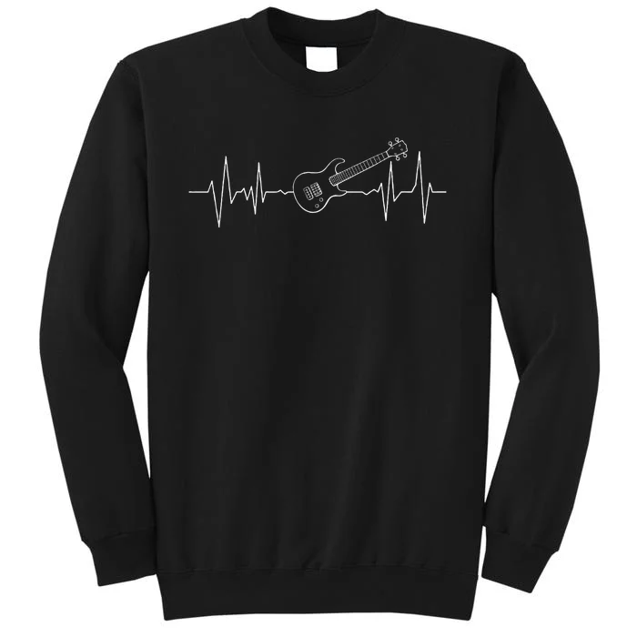 Bass Guitar Heartbeat Guitarist Bassist Musician Music Tall Sweatshirt