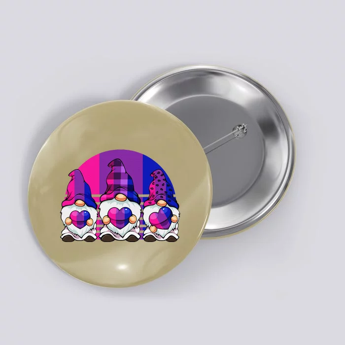 Bisexual Gnome Hearts LGBTQ Retro Subtle Bi Pride Flag Button