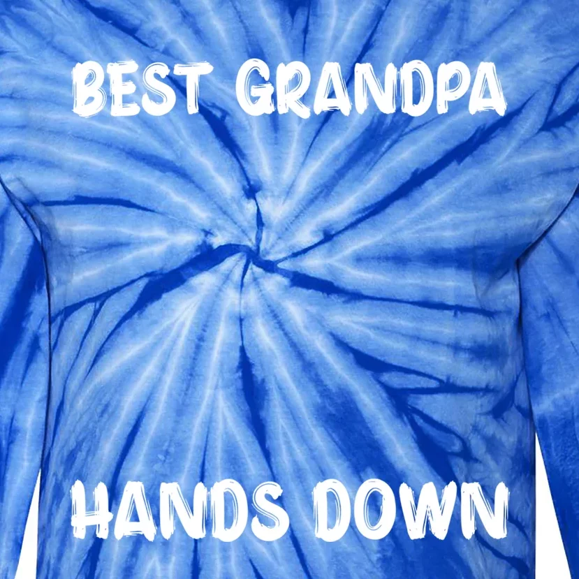 Best Grandpa Hands Down Craft Handprints Fathers Day Funny Gift Tie-Dye Long Sleeve Shirt