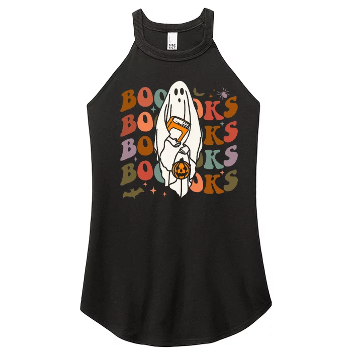 Booooks Ghost Halloween Vintage Teacher Book Reading Women’s Perfect Tri Rocker Tank