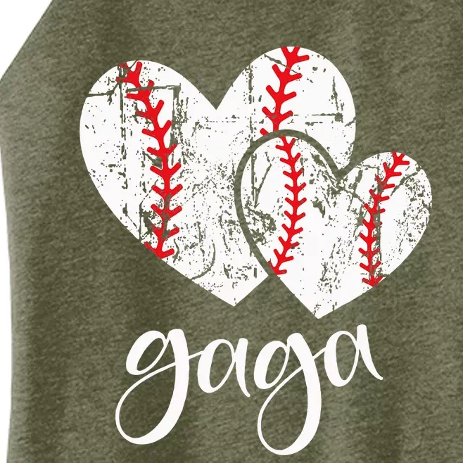 Baseball Gaga Heart Ball Funny Proud Grandma MotherS Day Women’s Perfect Tri Rocker Tank