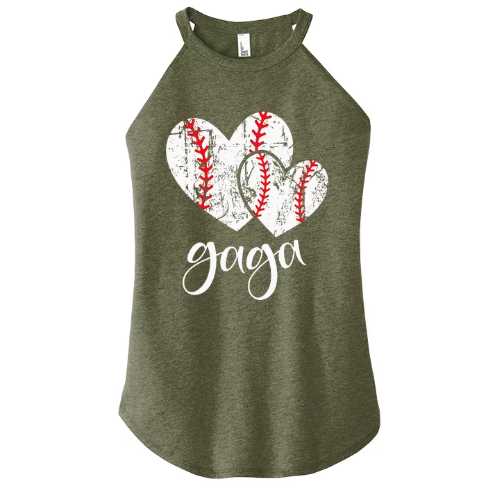 Baseball Gaga Heart Ball Funny Proud Grandma MotherS Day Women’s Perfect Tri Rocker Tank