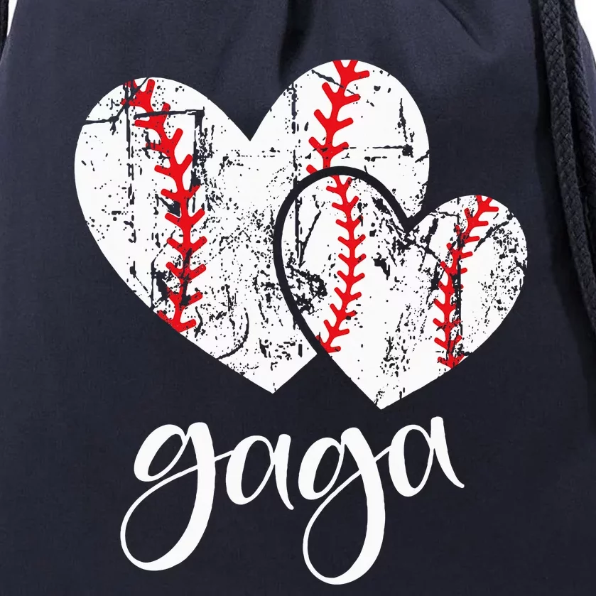 Baseball Gaga Heart Ball Funny Proud Grandma MotherS Day Drawstring Bag