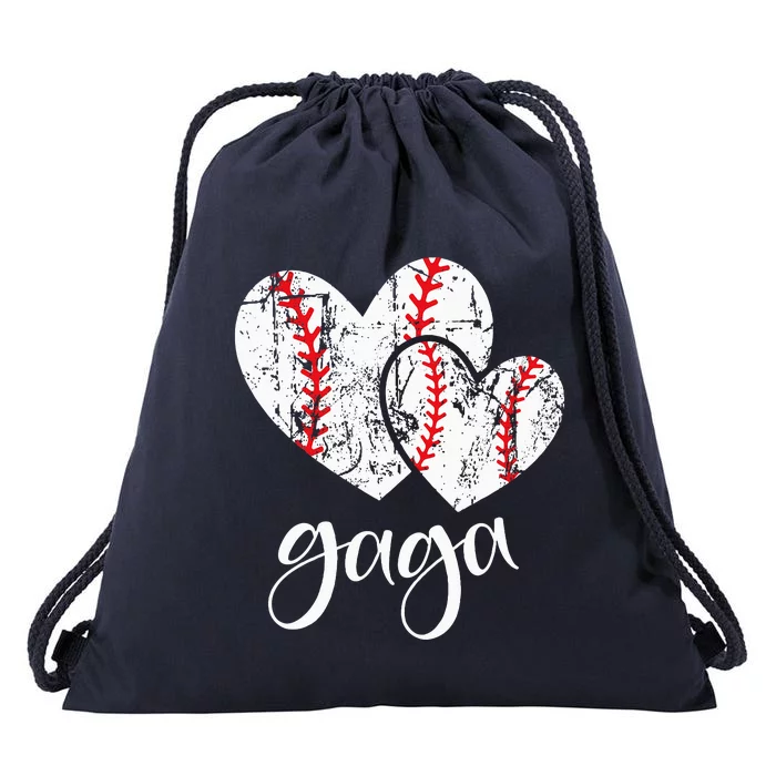 Baseball Gaga Heart Ball Funny Proud Grandma MotherS Day Drawstring Bag