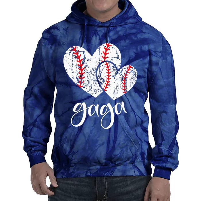 Baseball Gaga Heart Ball Funny Proud Grandma MotherS Day Tie Dye Hoodie