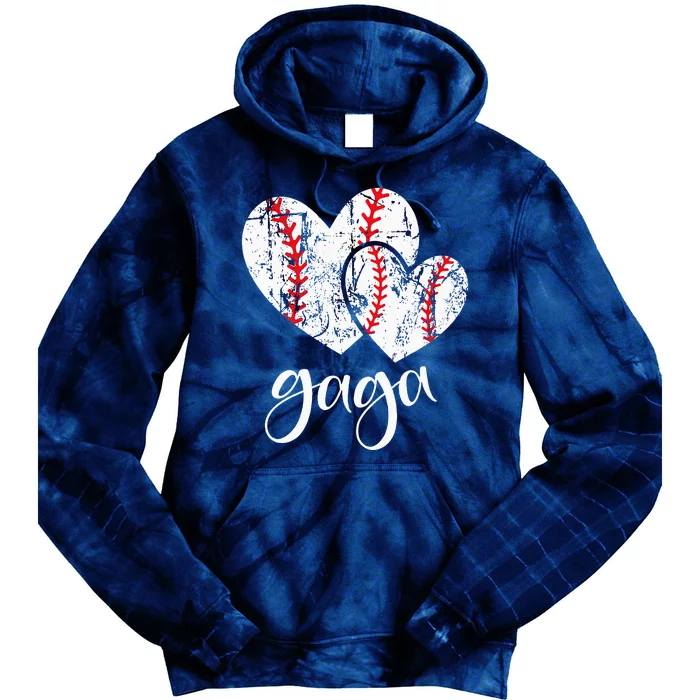 Baseball Gaga Heart Ball Funny Proud Grandma MotherS Day Tie Dye Hoodie