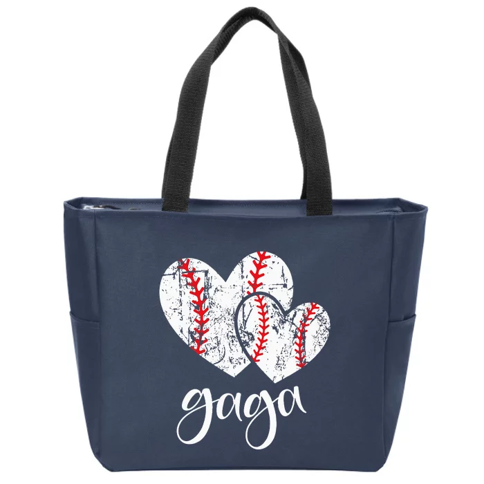 Baseball Gaga Heart Ball Funny Proud Grandma MotherS Day Zip Tote Bag