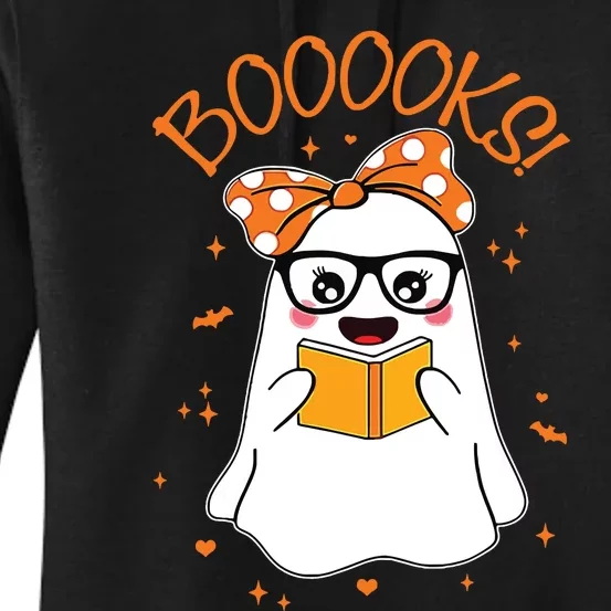 Booooks Ghost Halloween Women Teacher Book Library Reading Women's Pullover Hoodie