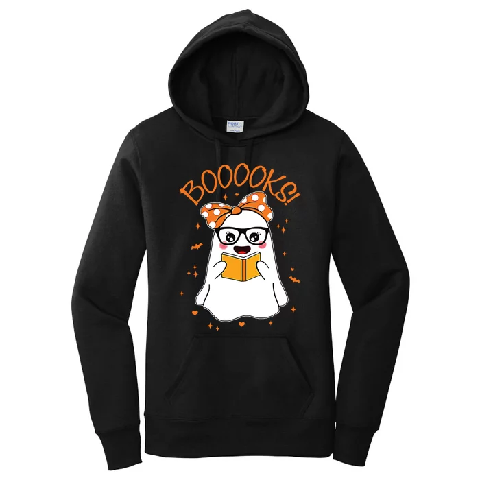 Booooks Ghost Halloween Women Teacher Book Library Reading Women's Pullover Hoodie