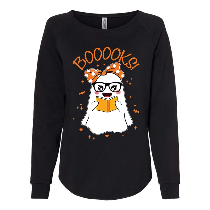 Booooks Ghost Halloween Women Teacher Book Library Reading Womens California Wash Sweatshirt