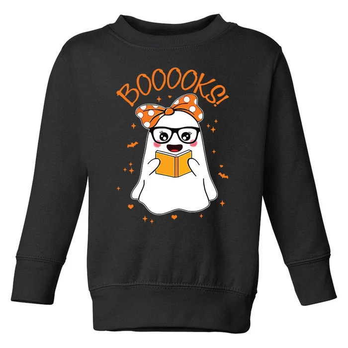 Booooks Ghost Halloween Women Teacher Book Library Reading Toddler Sweatshirt