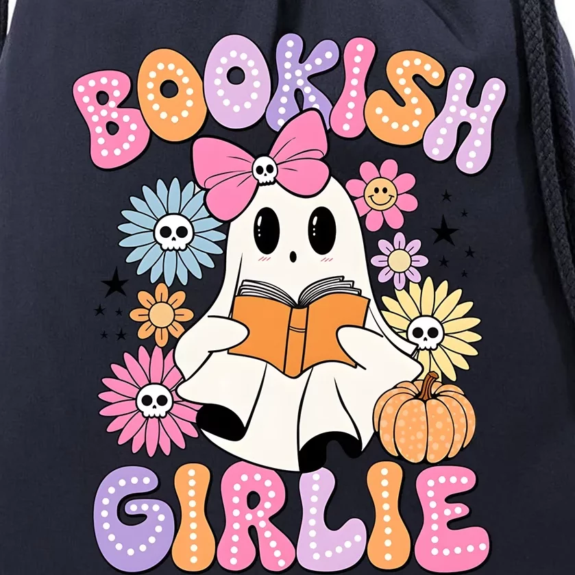 Bookish Girlie Halloween Book Lover Ghoul Ghost Drawstring Bag