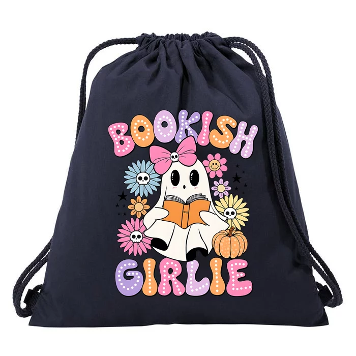 Bookish Girlie Halloween Book Lover Ghoul Ghost Drawstring Bag