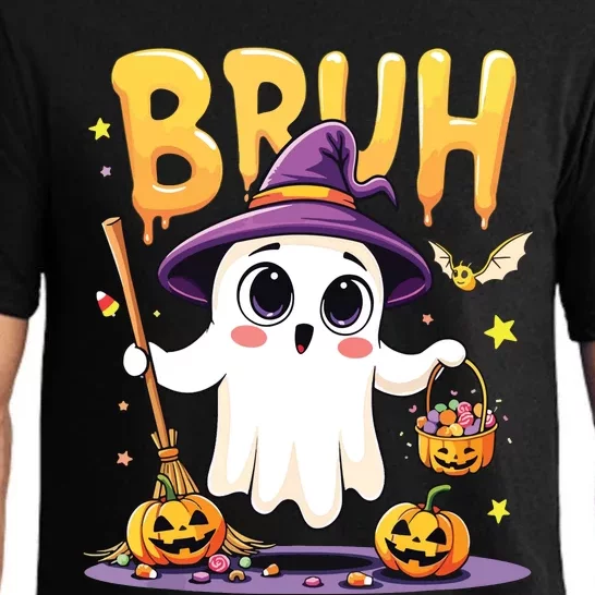 Bruh Ghost Halloween Trick Or Treat Funny Pajama Set