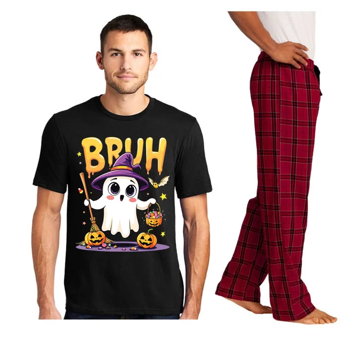 Bruh Ghost Halloween Trick Or Treat Funny Pajama Set