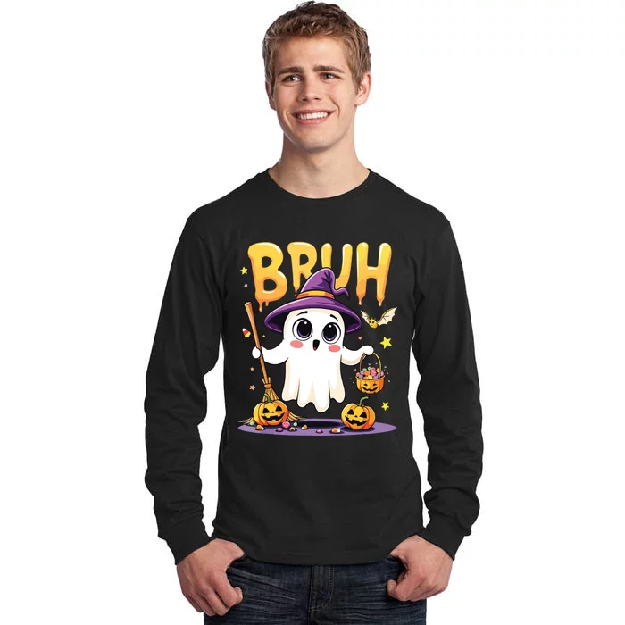 Bruh Ghost Halloween Trick Or Treat Funny Tall Long Sleeve T-Shirt