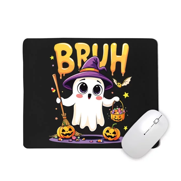 Bruh Ghost Halloween Trick Or Treat Funny Mousepad