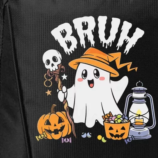 Bruh Ghost Halloween Cute Ghost Candy City Backpack