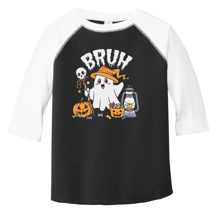 Bruh Ghost Halloween Cute Ghost Candy Toddler Fine Jersey T-Shirt