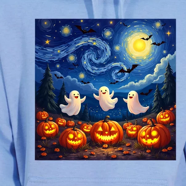 Boo Ghost Halloween Pumpkin Starry Night Van Gogh Unisex Surf Hoodie