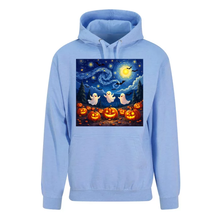 Boo Ghost Halloween Pumpkin Starry Night Van Gogh Unisex Surf Hoodie