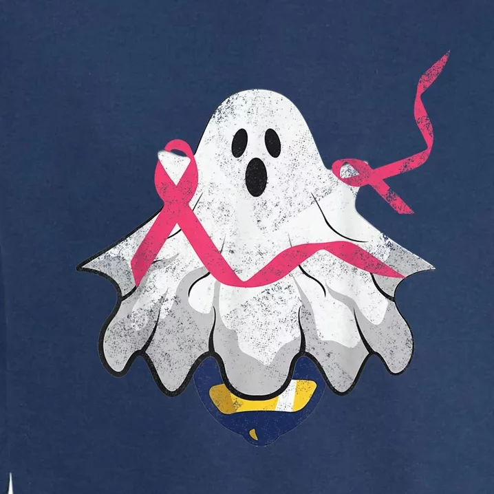 Boo Ghost Halloween Ribbon Pink Breast Cancer Awareness Girl Garment-Dyed Sweatshirt