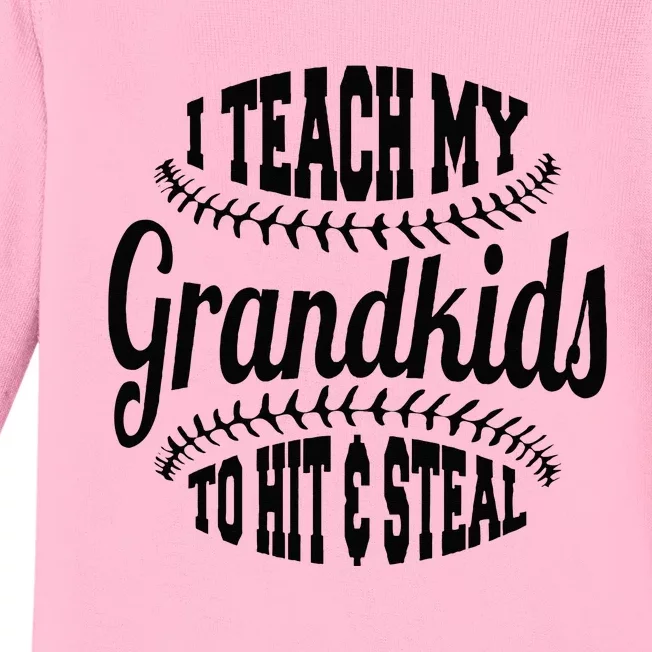 Baseball Grandpa I Teach My Grandkids To Hit And Steal Baby Long Sleeve Bodysuit