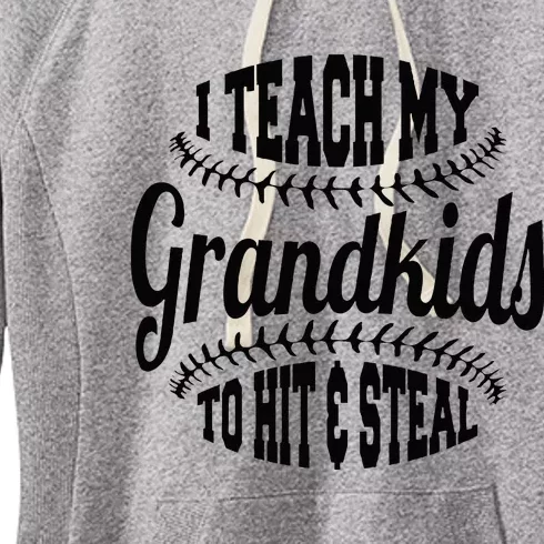 Baseball Grandpa I Teach My Grandkids To Hit And Steal Women's Fleece Hoodie