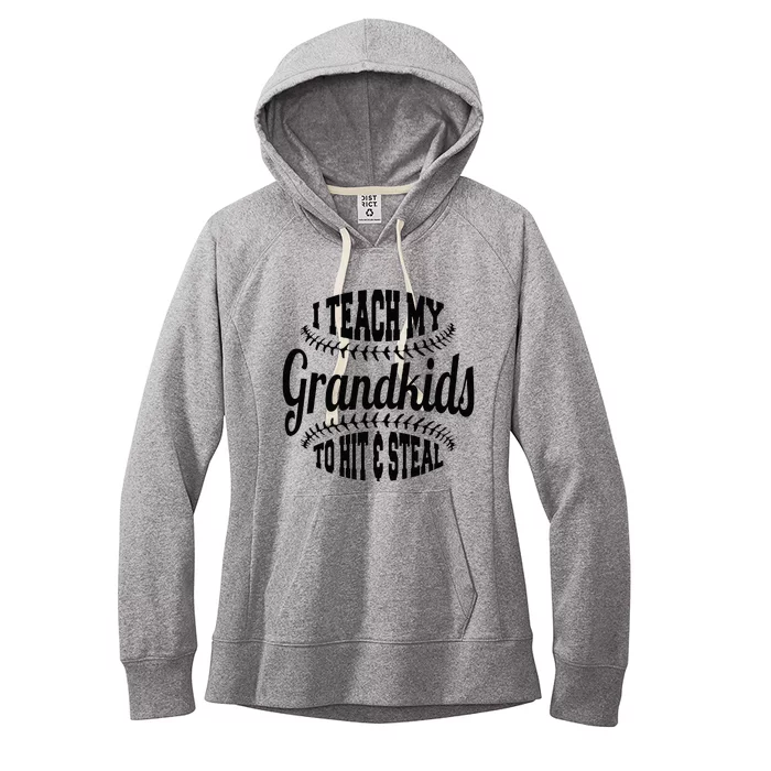 Baseball Grandpa I Teach My Grandkids To Hit And Steal Women's Fleece Hoodie