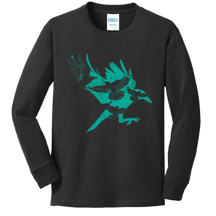 Bird Gift Idea Raven Crow Kids Long Sleeve Shirt