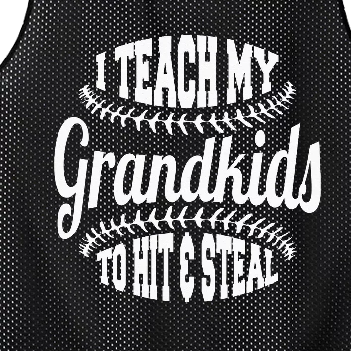 Baseball Grandpa I Teach My Grand To Hit And Steal Mesh Reversible Basketball Jersey Tank