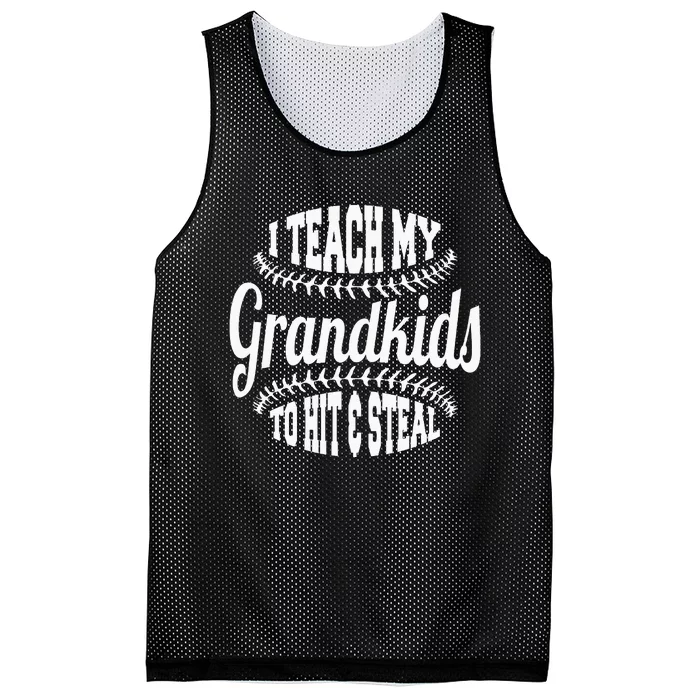 Baseball Grandpa I Teach My Grand To Hit And Steal Mesh Reversible Basketball Jersey Tank