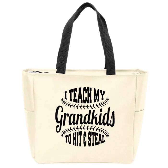 Baseball Grandpa I Teach My Grandkids To Hit And Steal Zip Tote Bag