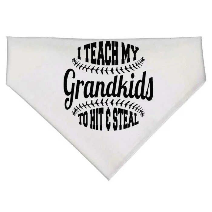 Baseball Grandpa I Teach My Grandkids To Hit And Steal USA-Made Doggie Bandana