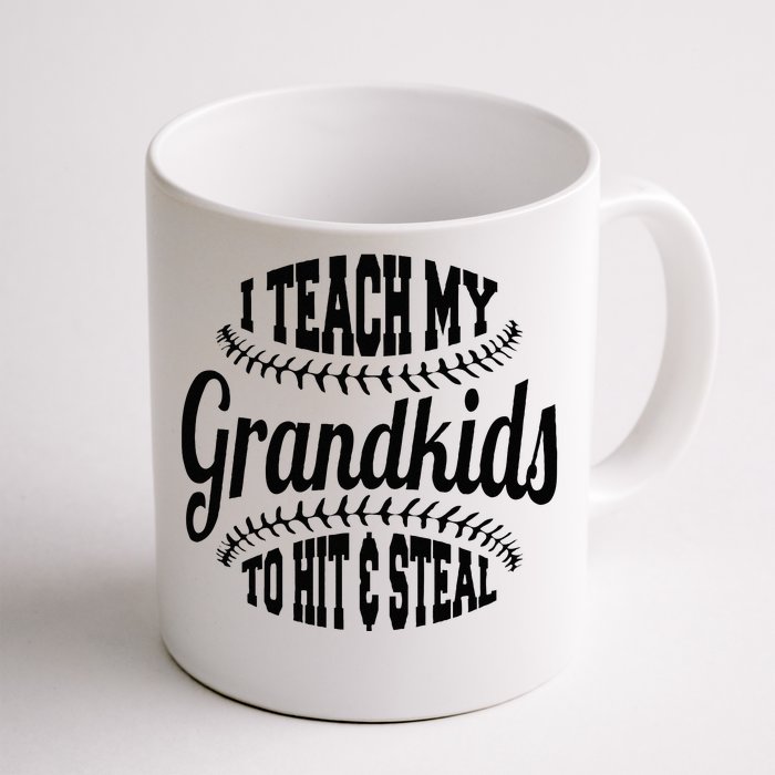 Baseball Grandpa I Teach My Grandkids To Hit And Steal Front & Back Coffee Mug