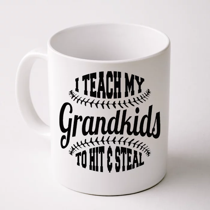 Baseball Grandpa I Teach My Grandkids To Hit And Steal Front & Back Coffee Mug