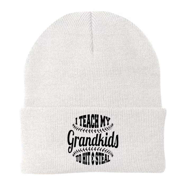 Baseball Grandpa I Teach My Grandkids To Hit And Steal Knit Cap Winter Beanie